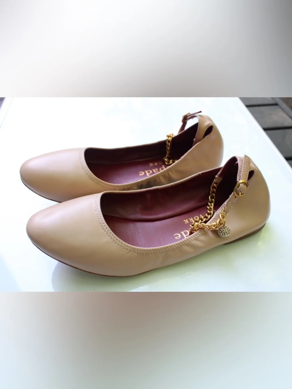 Kate Spade crush flats with chain